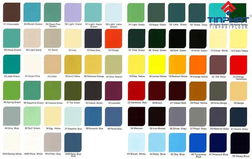 Bảng màu sơn epoxy rainbow Bảng màu sơn epoxy rainbow