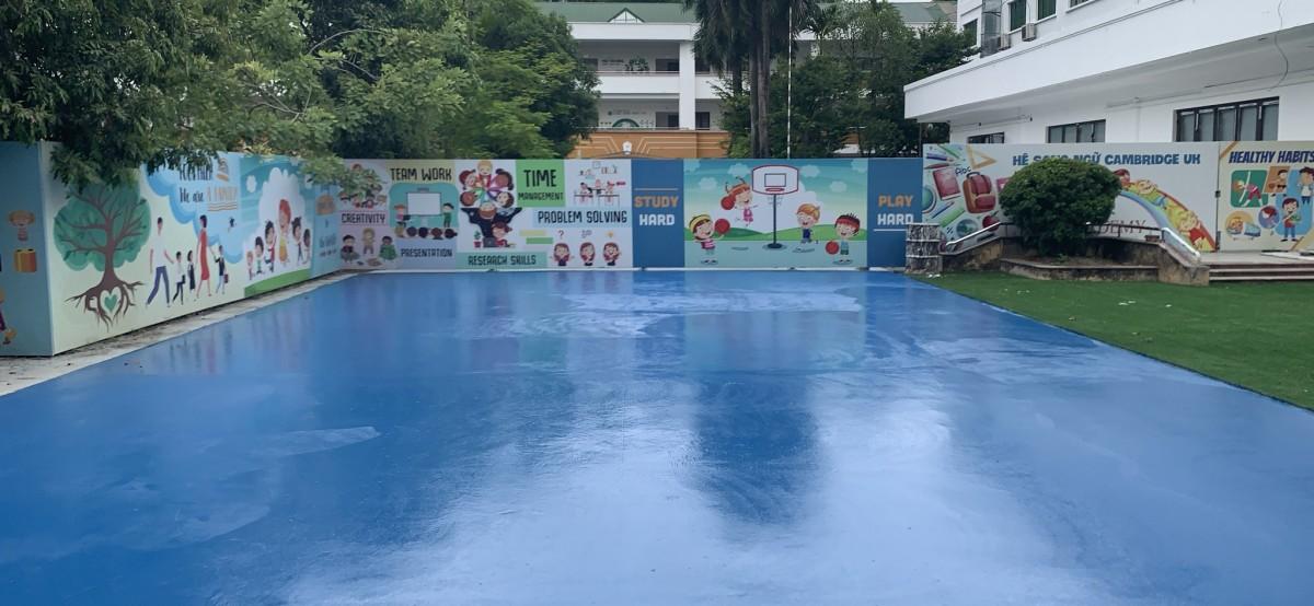 Hoàn thiện thi công sơn Epoxy sân trường học