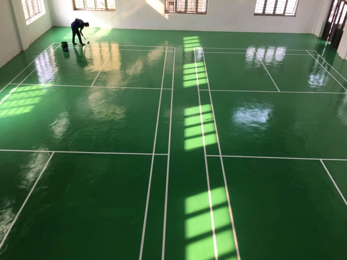 Thi công sơn lớp phủ sân tennis